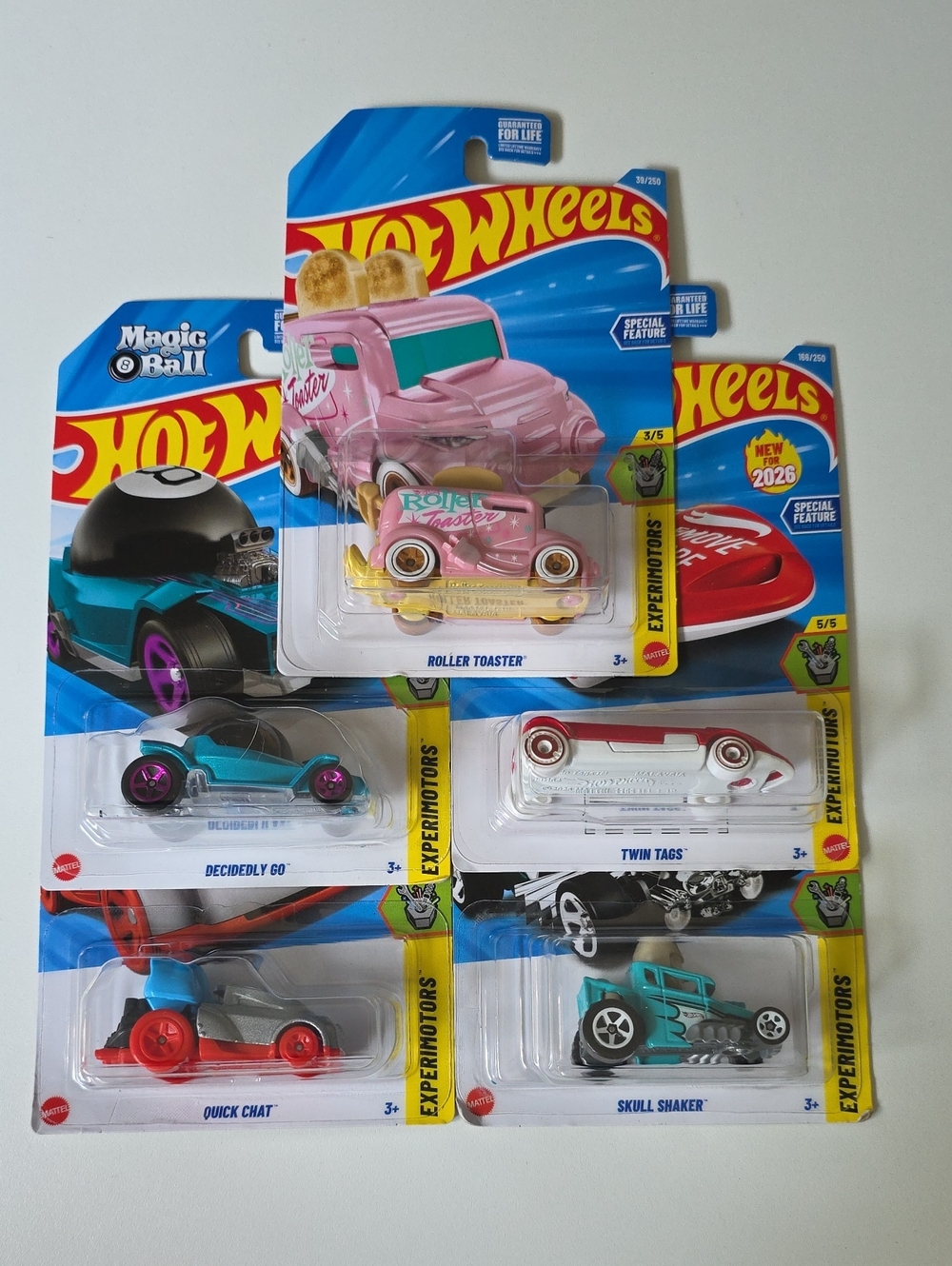 Hot Wheels Experimotors  Toaster, Quick Chat, Magic 8, Skull Shaker, Twin Tags